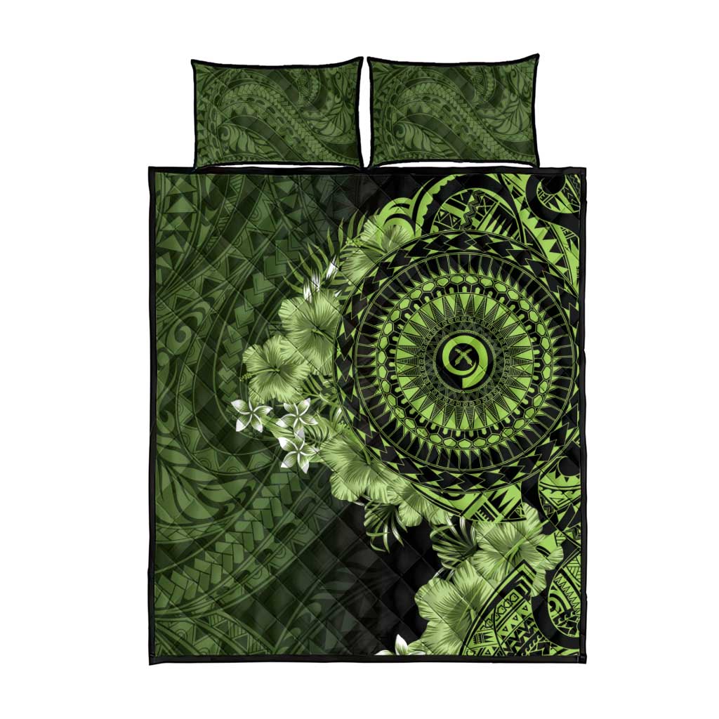 Vanuatu Quilt Bed Set Hibisus Polynesian Pattern Green LT14 - Polynesian Pride