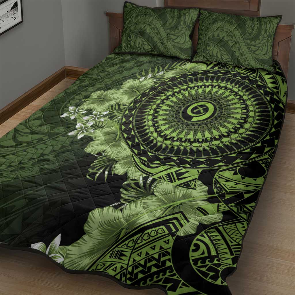 Vanuatu Quilt Bed Set Hibisus Polynesian Pattern Green LT14 - Polynesian Pride