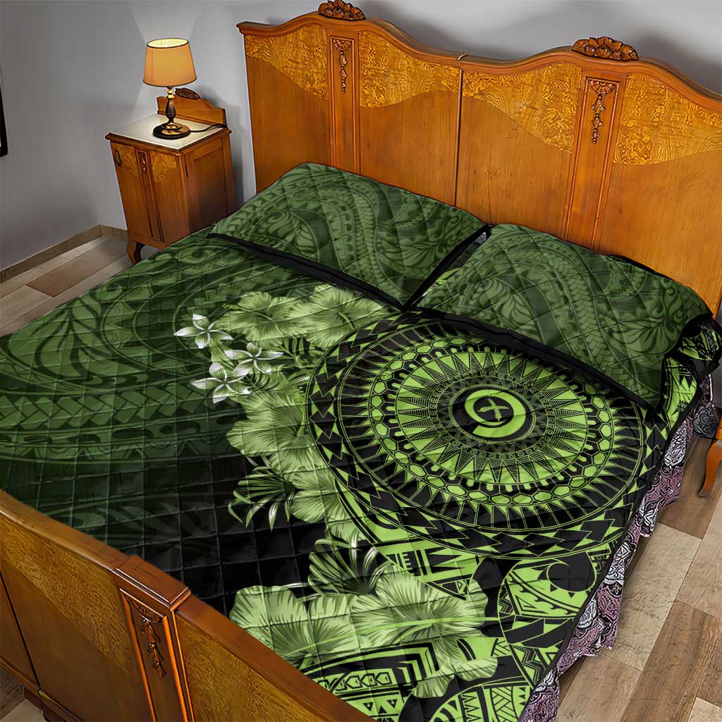 Vanuatu Quilt Bed Set Hibisus Polynesian Pattern Green LT14 - Polynesian Pride