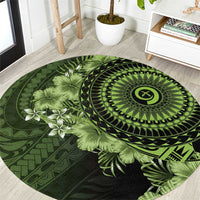 Vanuatu Round Carpet Hibisus Polynesian Pattern Green LT14 Green - Polynesian Pride