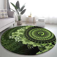 Vanuatu Round Carpet Hibisus Polynesian Pattern Green LT14 - Polynesian Pride