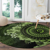 Vanuatu Round Carpet Hibisus Polynesian Pattern Green LT14 - Polynesian Pride