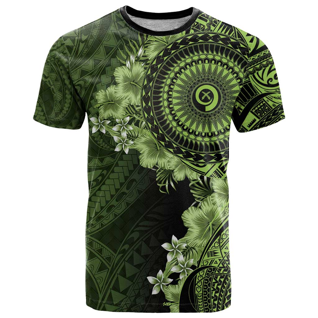 Vanuatu T Shirt Hibisus Polynesian Pattern Green LT14 Green - Polynesian Pride