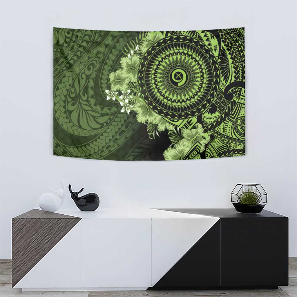 Vanuatu Tapestry Hibisus Polynesian Pattern Green LT14 - Polynesian Pride