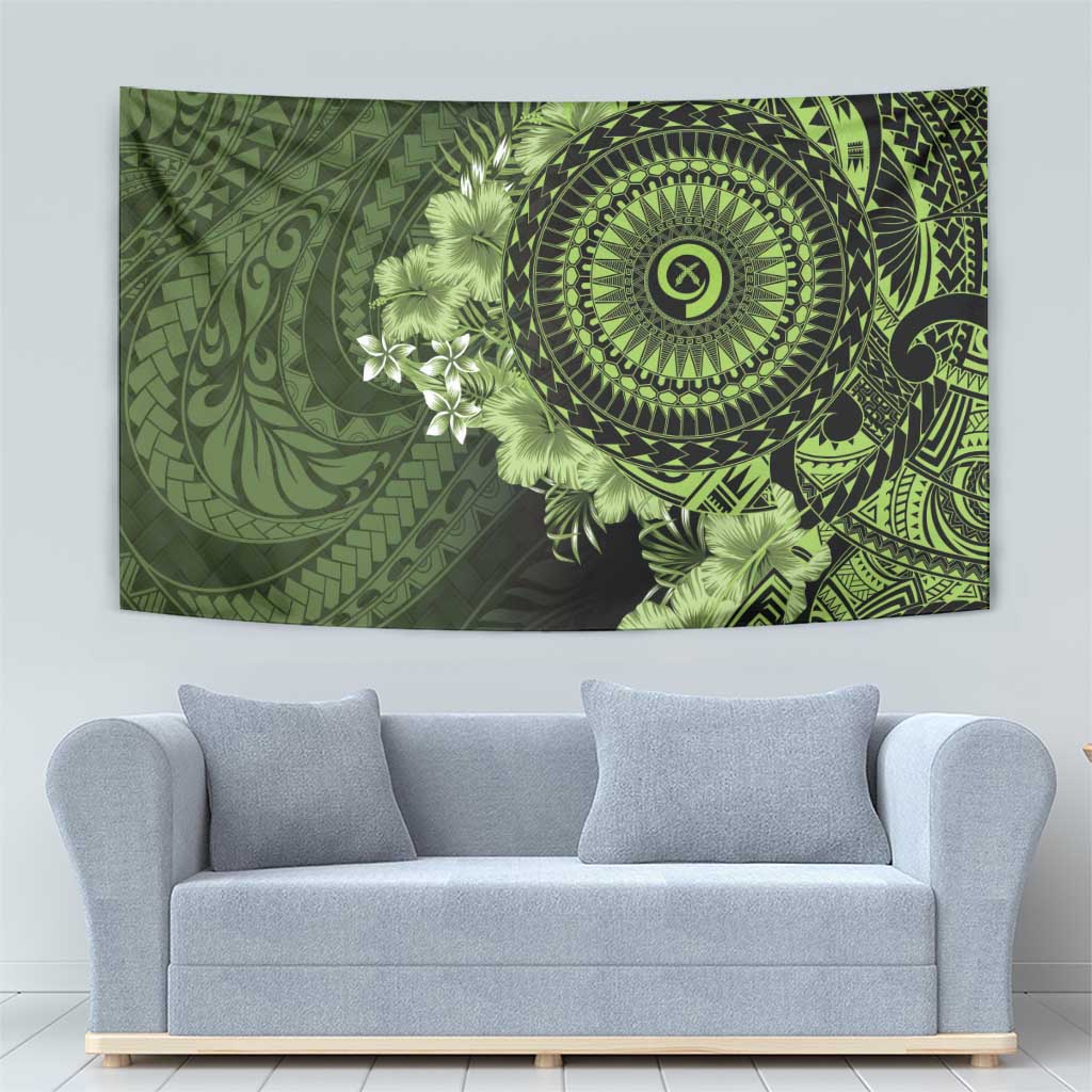 Vanuatu Tapestry Hibisus Polynesian Pattern Green LT14 - Polynesian Pride