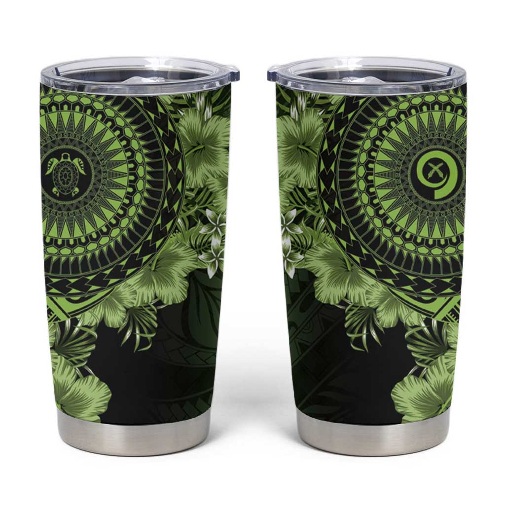Vanuatu Tumbler Cup Hibisus Polynesian Pattern Green LT14 Green - Polynesian Pride