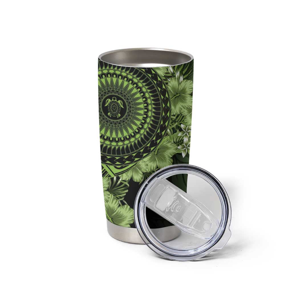 Vanuatu Tumbler Cup Hibisus Polynesian Pattern Green LT14 - Polynesian Pride