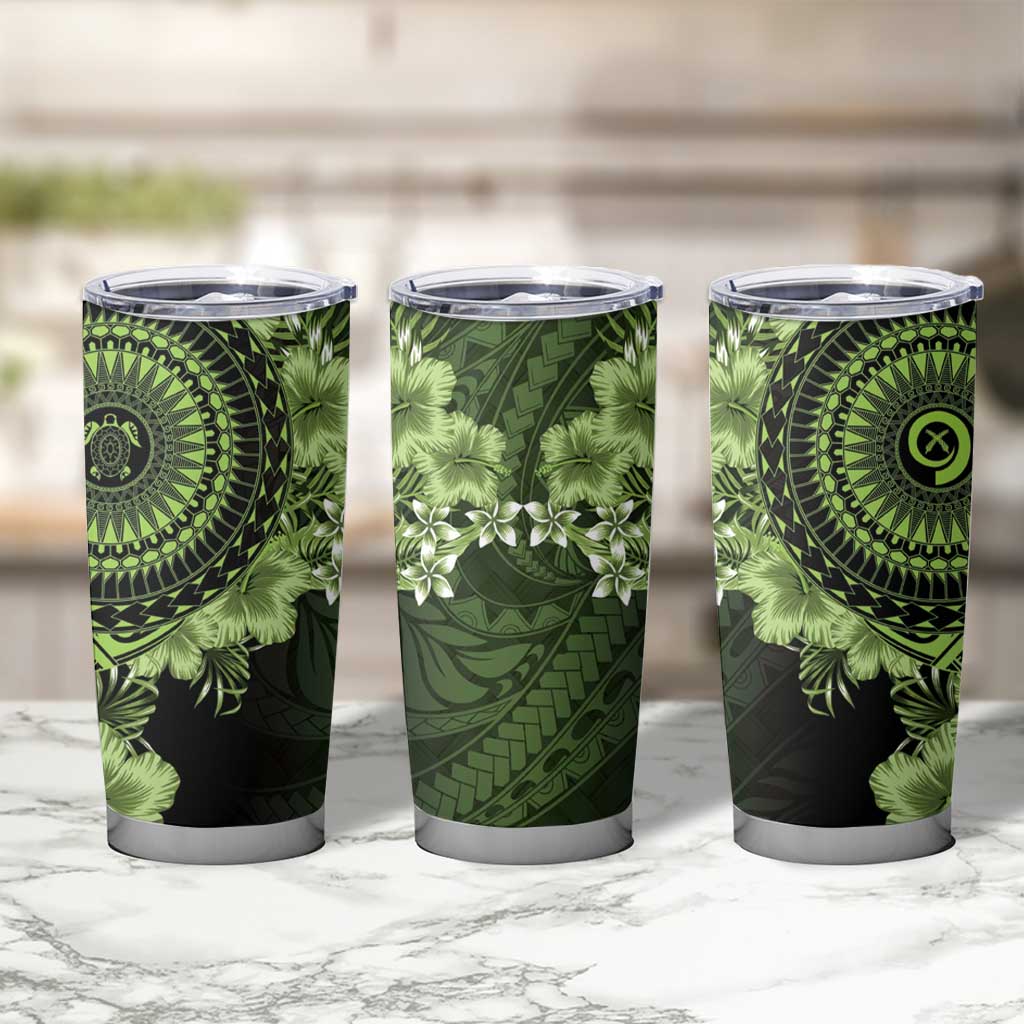 Vanuatu Tumbler Cup Hibisus Polynesian Pattern Green LT14 - Polynesian Pride