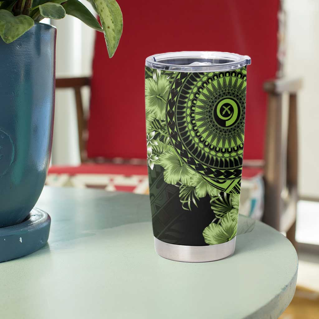 Vanuatu Tumbler Cup Hibisus Polynesian Pattern Green LT14 - Polynesian Pride