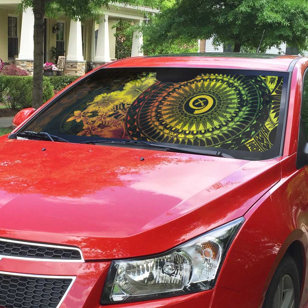 Vanuatu Auto Sun Shade Hibisus Polynesian Pattern Reggae LT14 - Polynesian Pride