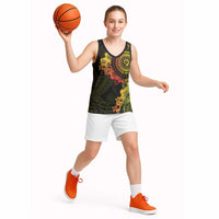 Vanuatu Basketball Jersey Hibisus Polynesian Pattern Reggae LT14 - Polynesian Pride