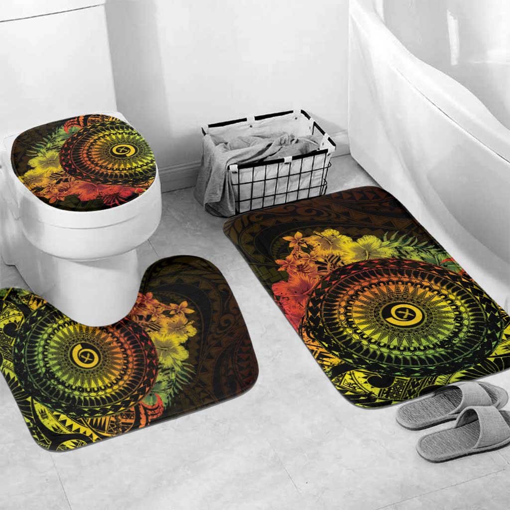 Vanuatu Bathroom Set Hibisus Polynesian Pattern Reggae LT14 Mat Set Only (3 pcs) One Size Reggae - Polynesian Pride