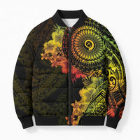 Vanuatu Bomber Puffer Jacket Hibisus Polynesian Pattern Reggae LT14 Unisex Reggae - Polynesian Pride