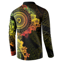 Vanuatu Button Sweatshirt Hibisus Polynesian Pattern Reggae LT14 - Polynesian Pride