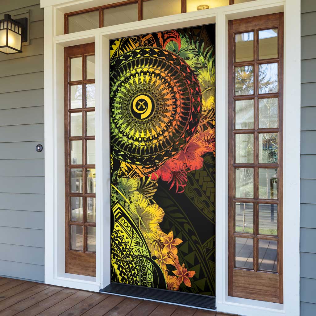 Vanuatu Door Cover Hibisus Polynesian Pattern Reggae LT14 - Polynesian Pride