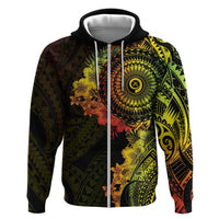 Vanuatu Hoodie Hibisus Polynesian Pattern Reggae LT14 Zip Hoodie Reggae - Polynesian Pride