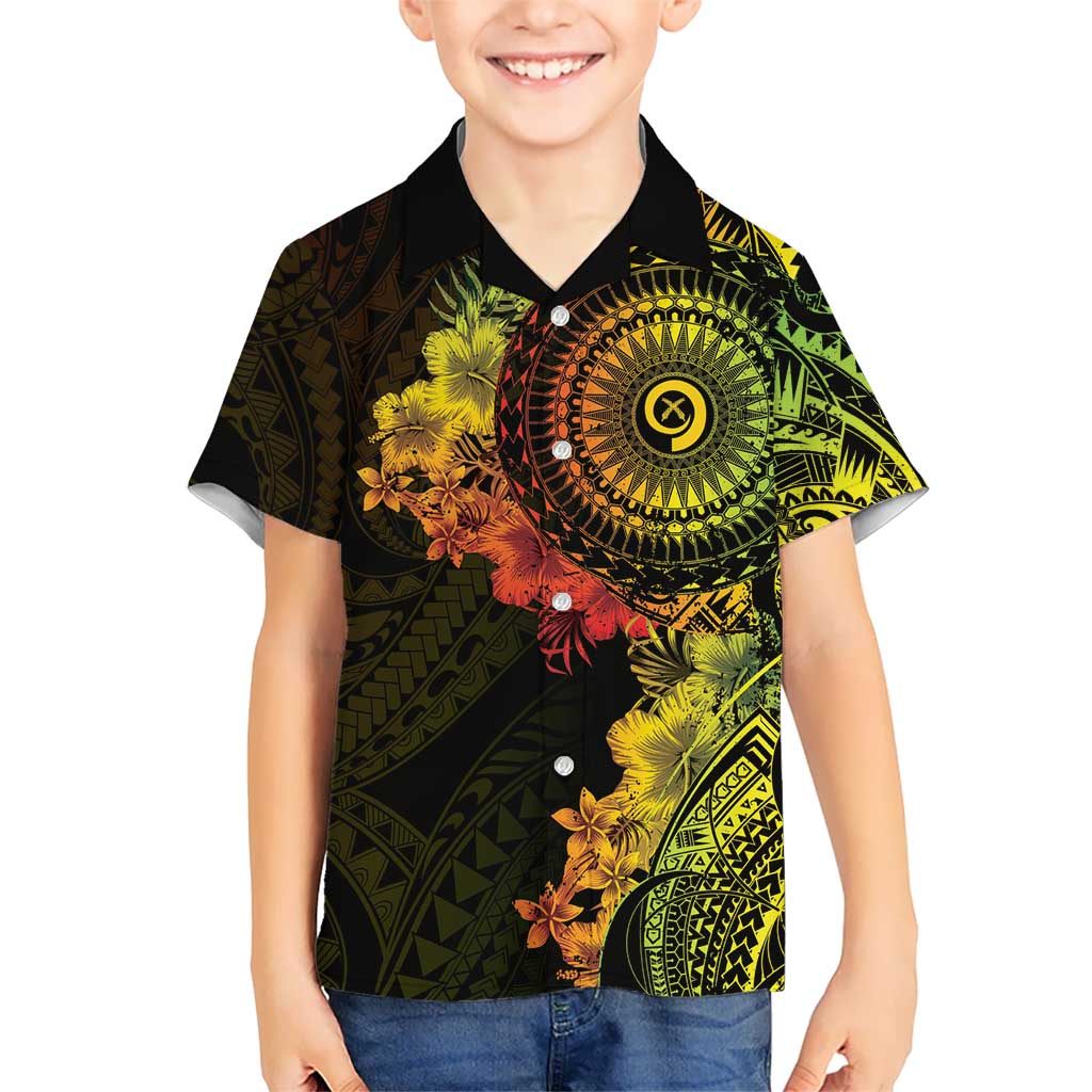 Vanuatu Kid Hawaiian Shirt Hibisus Polynesian Pattern Reggae LT14 Kid Reggae - Polynesian Pride