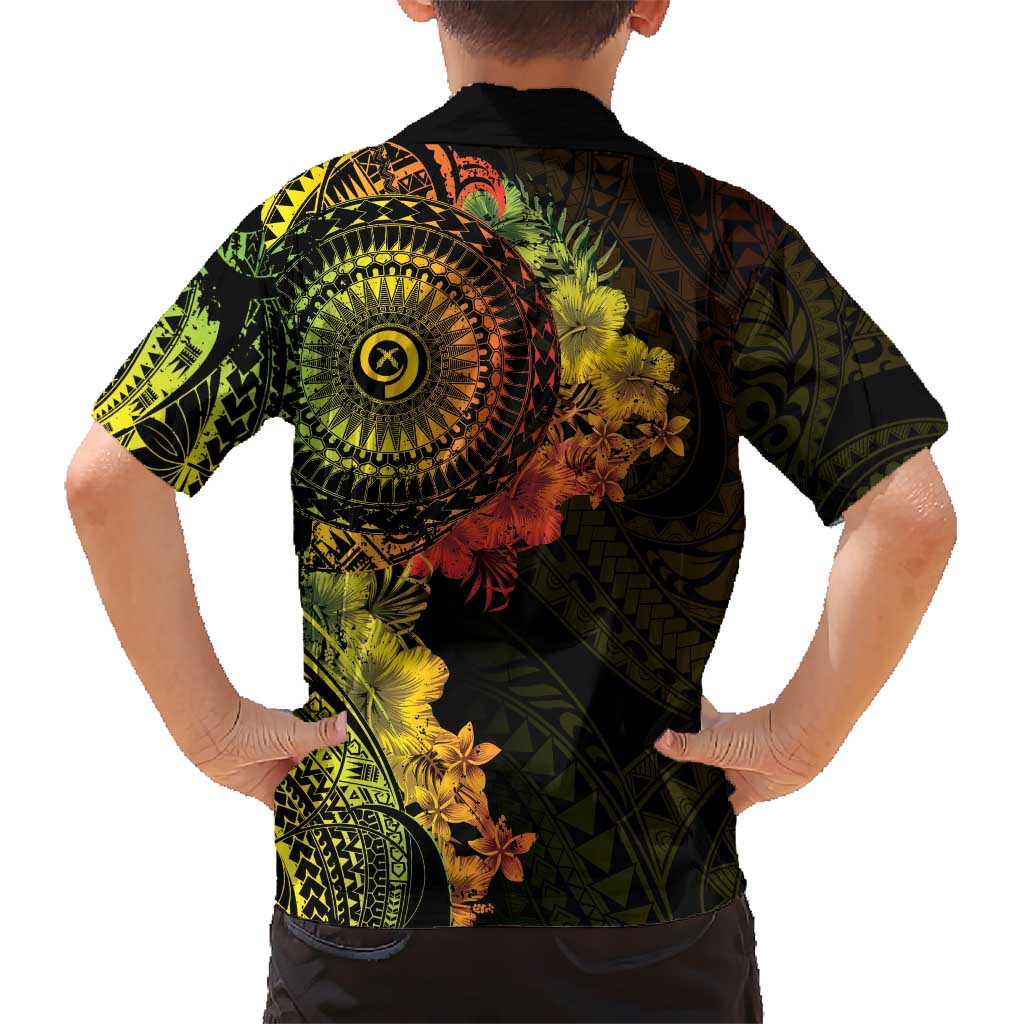 Vanuatu Kid Hawaiian Shirt Hibisus Polynesian Pattern Reggae LT14 - Polynesian Pride