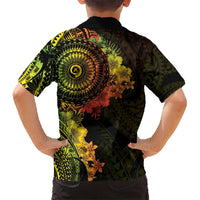 Vanuatu Kid Hawaiian Shirt Hibisus Polynesian Pattern Reggae LT14 - Polynesian Pride