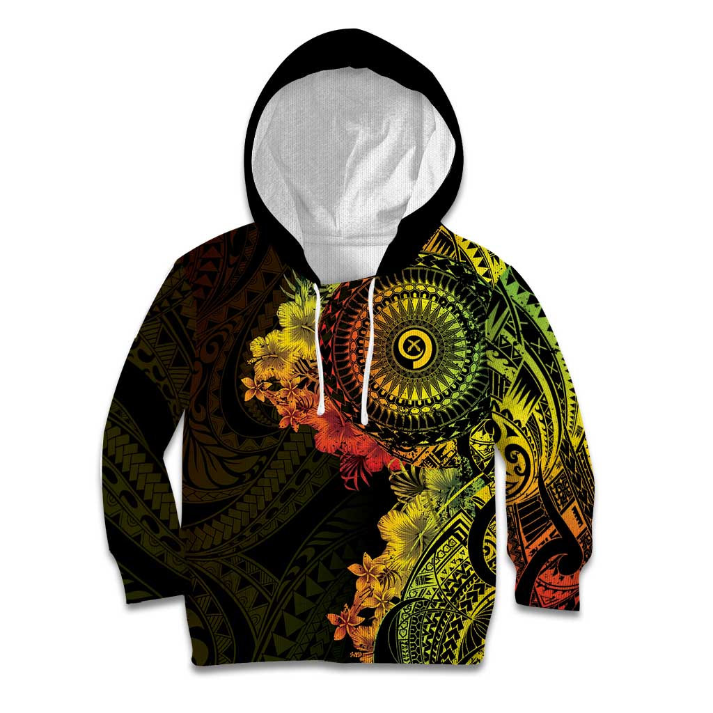 Vanuatu Kid Hoodie Hibisus Polynesian Pattern Reggae LT14 Hoodie Reggae - Polynesian Pride