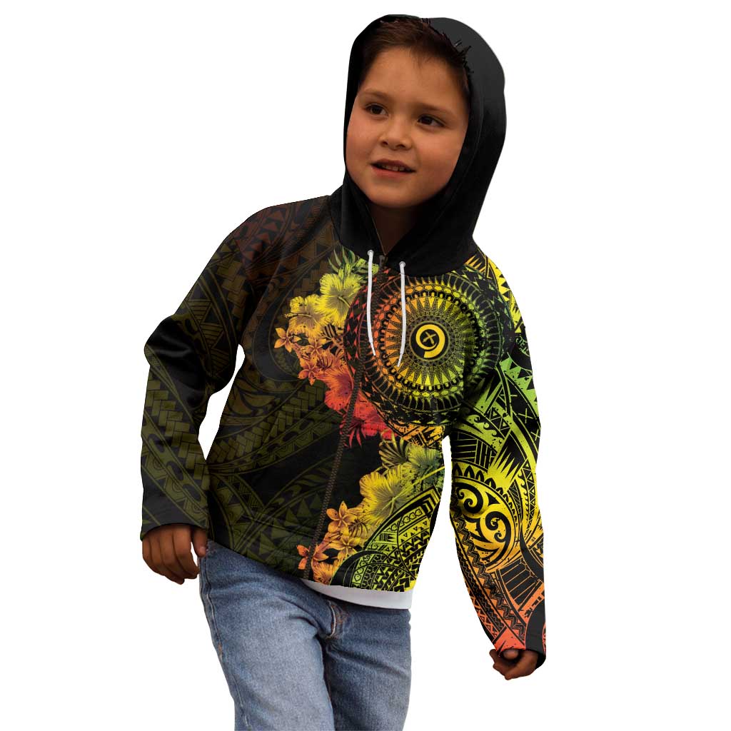 Vanuatu Kid Hoodie Hibisus Polynesian Pattern Reggae LT14 - Polynesian Pride