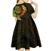 Vanuatu Kid Short Sleeve Dress Hibisus Polynesian Pattern Reggae LT14 - Polynesian Pride
