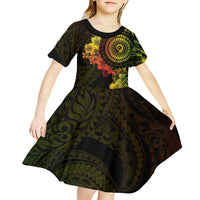 Vanuatu Kid Short Sleeve Dress Hibisus Polynesian Pattern Reggae LT14 - Polynesian Pride