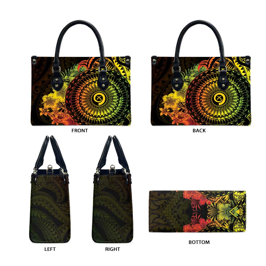 Vanuatu Leather Bag Hibisus Polynesian Pattern Reggae LT14 - Polynesian Pride