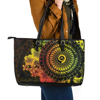 Vanuatu Leather Tote Bag Hibisus Polynesian Pattern Reggae LT14 - Polynesian Pride