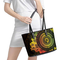 Vanuatu Leather Tote Bag Hibisus Polynesian Pattern Reggae LT14 - Polynesian Pride