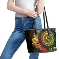Vanuatu Leather Tote Bag Hibisus Polynesian Pattern Reggae LT14 - Polynesian Pride