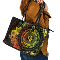 Vanuatu Leather Tote Bag Hibisus Polynesian Pattern Reggae LT14 - Polynesian Pride
