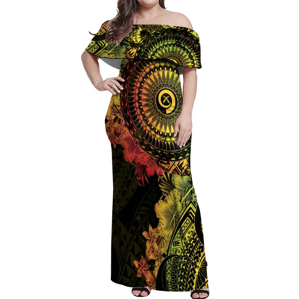 Vanuatu Off Shoulder Maxi Dress Hibisus Polynesian Pattern Reggae LT14 Women Reggae - Polynesian Pride