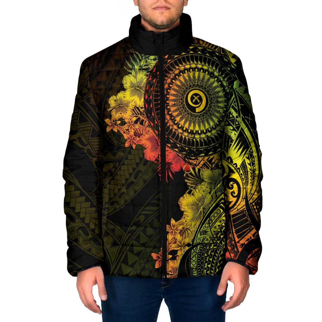 Vanuatu Padded Jacket Hibisus Polynesian Pattern Reggae LT14 Men Reggae - Polynesian Pride