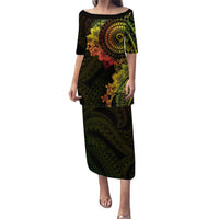 Vanuatu Puletasi Hibisus Polynesian Pattern Reggae LT14 Long Dress Reggae - Polynesian Pride