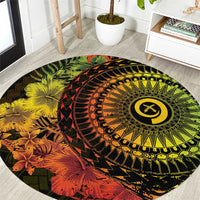 Vanuatu Round Carpet Hibisus Polynesian Pattern Reggae LT14 Reggae - Polynesian Pride