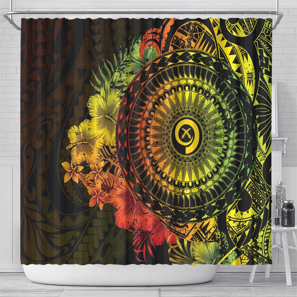 Vanuatu Shower Curtain Hibisus Polynesian Pattern Reggae LT14 - Polynesian Pride