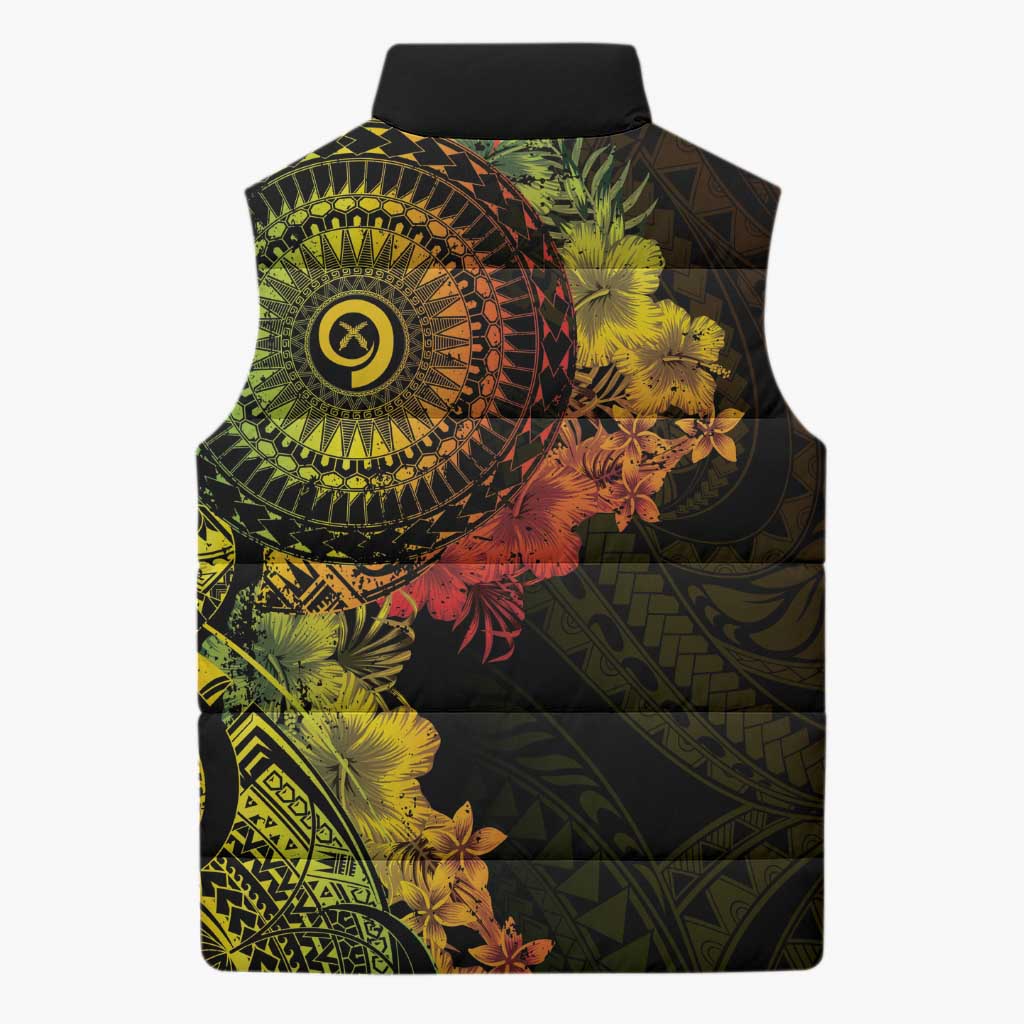 Vanuatu Sleeveless Puffer Jacket Hibisus Polynesian Pattern Reggae LT14 - Polynesian Pride