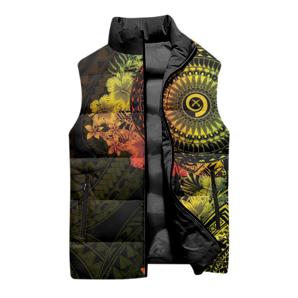 Vanuatu Sleeveless Puffer Jacket Hibisus Polynesian Pattern Reggae LT14 - Polynesian Pride