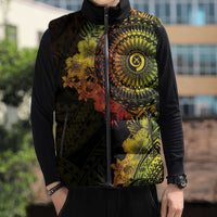 Vanuatu Sleeveless Puffer Jacket Hibisus Polynesian Pattern Reggae LT14 - Polynesian Pride