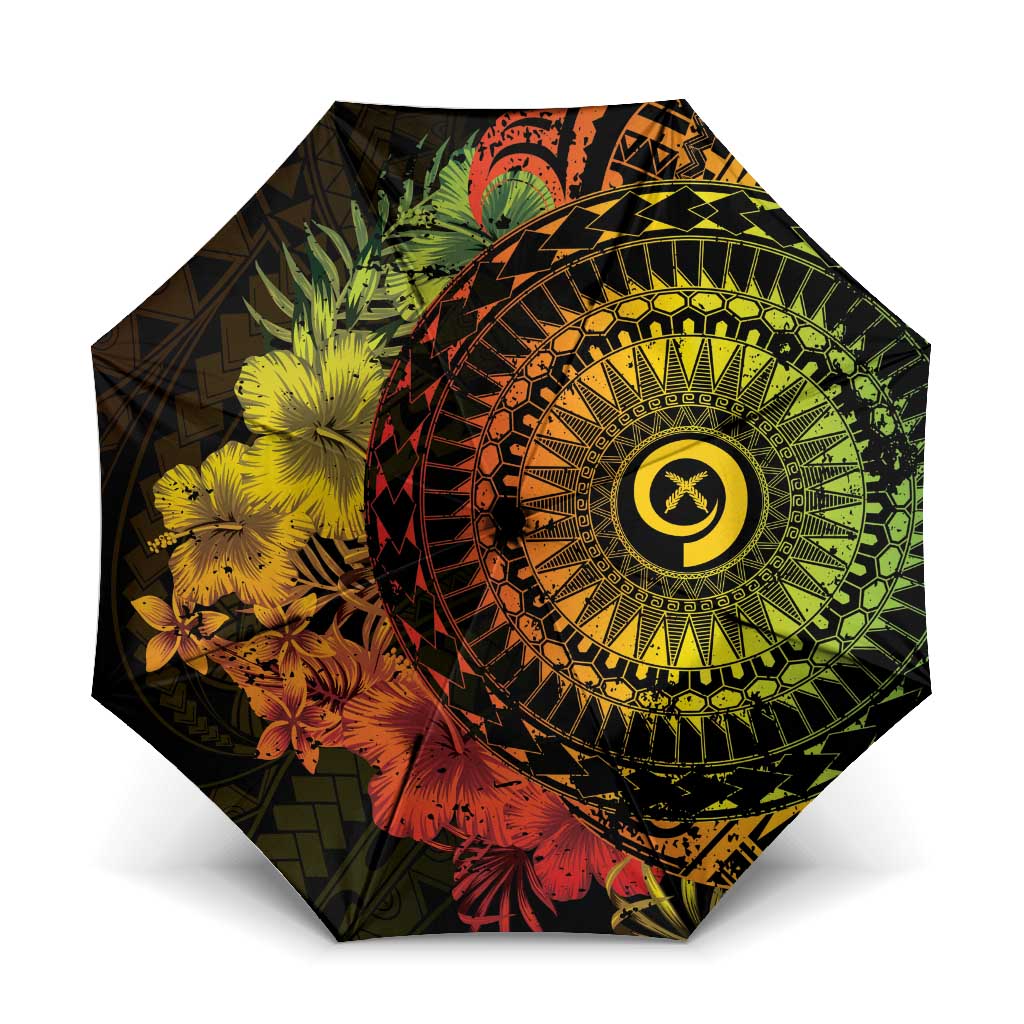 Vanuatu Umbrella Hibisus Polynesian Pattern Reggae LT14 One Size Folded 11.42 inch Opened Diameter 37.4 inch Reggae - Polynesian Pride