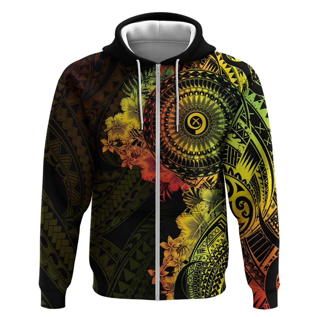 Vanuatu Zip Hoodie Hibisus Polynesian Pattern Reggae LT14 Zip Hoodie Reggae - Polynesian Pride