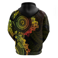 Vanuatu Zip Hoodie Hibisus Polynesian Pattern Reggae LT14 - Polynesian Pride
