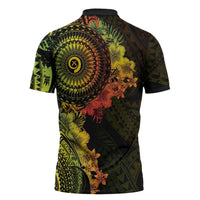 Vanuatu Zipper Polo Shirt Hibisus Polynesian Pattern Reggae LT14 - Polynesian Pride