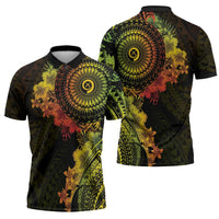Vanuatu Zipper Polo Shirt Hibisus Polynesian Pattern Reggae LT14 - Polynesian Pride