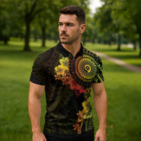 Vanuatu Zipper Polo Shirt Hibisus Polynesian Pattern Reggae LT14 - Polynesian Pride