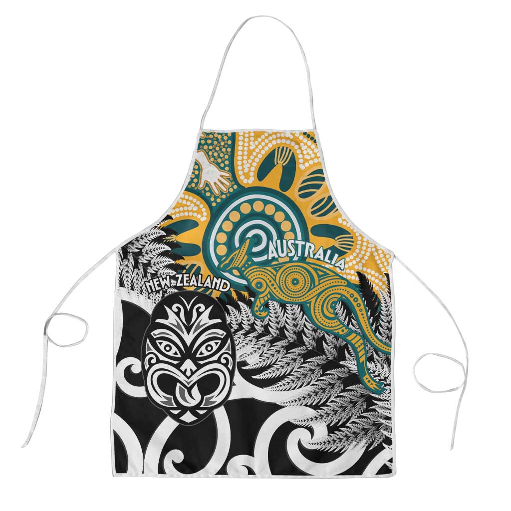 New Zealand Australia Rugby Apron Wallabies Aboriginal All Black Maori Tiki Together LT14 Black - Polynesian Pride