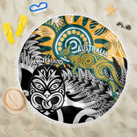 New Zealand Australia Rugby Beach Blanket Wallabies Aboriginal All Black Maori Tiki Together LT14 One Size 150cm Black - Polynesian Pride