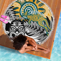 New Zealand Australia Rugby Beach Blanket Wallabies Aboriginal All Black Maori Tiki Together LT14 - Polynesian Pride