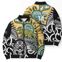 New Zealand Australia Rugby Custom Bomber Puffer Jacket Wallabies Aboriginal All Black Maori Tiki Together LT14 - Polynesian Pride